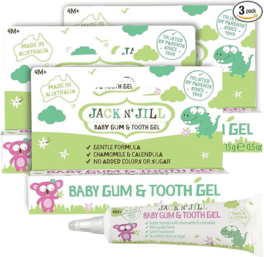 Jack N' Jill Baby Gum & Tooth Oral Gel for Teething Babies - Gentle Teething Essentials with Natural Chamomile & Calendula, No Added Sugars, Suitable for 4 Months & Up - 0.5 oz (15g), 3 Pack