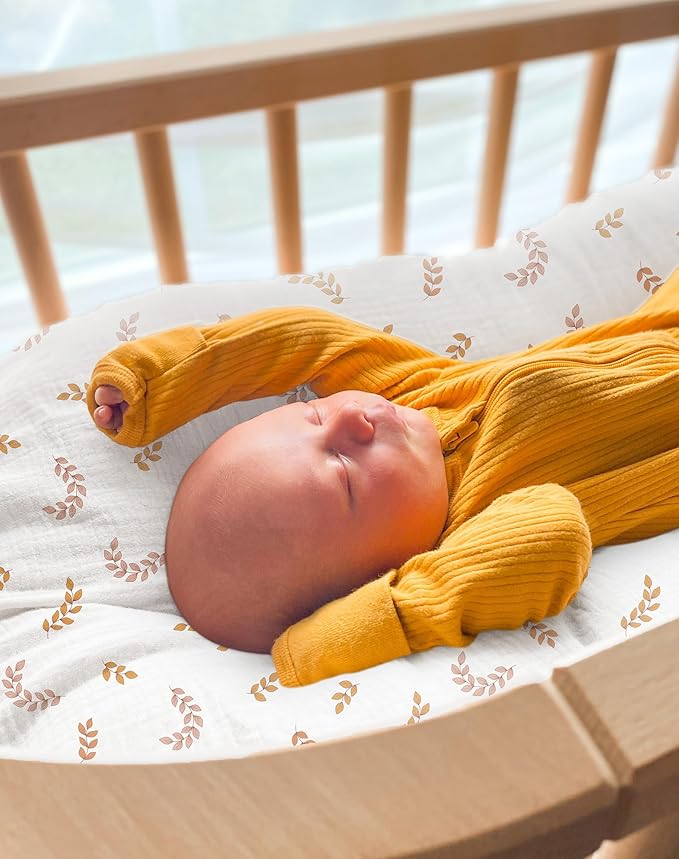 Muslin Baby Lounger Cover, Soft Breathable Newborn Lounger Pillow Cover for Boys Girls Infant (Leaf)