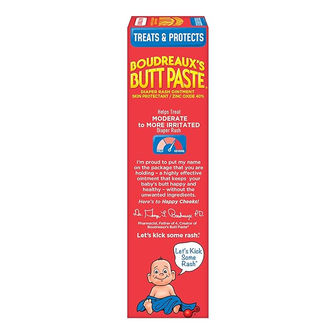 Boudreaux's Butt Paste Maximum Strength Diaper Rash Cream, Ointment | For Baby | 4 oz Tube | Pack of 3