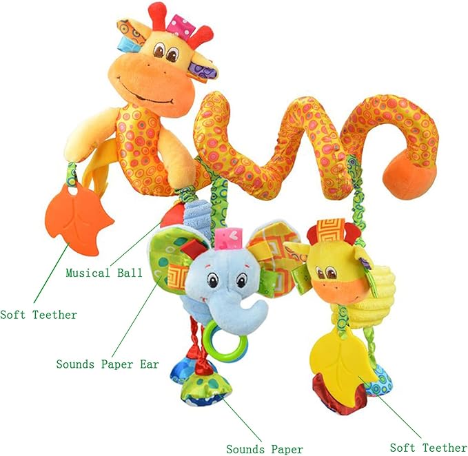 Baby Pram Crib Ornament Hangings Yellow Cute Little Deer Shape Design Spiral Plush Toys Stroller and Travel Activity Toy