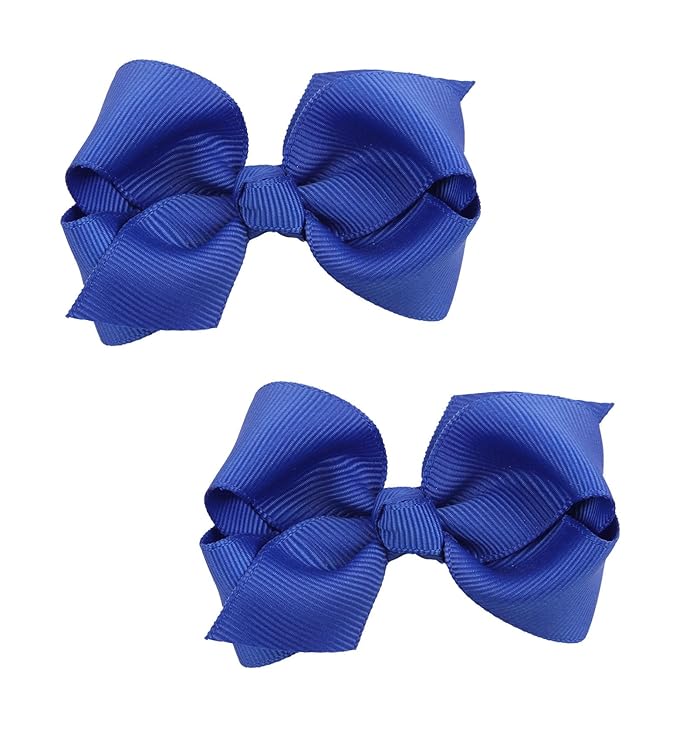 Baby Girl's 2Pcs Cute 3 Inch Pure Color Bow-knot Hair Clip for Photography Travel Daily Life (Royal Blue)