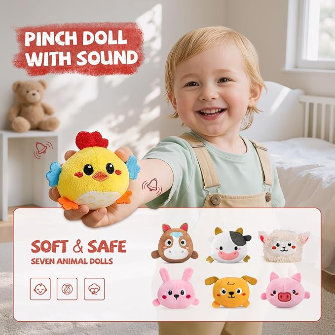 Baby Toys 6-12 Months, Musical Toys for 1 Year Old, Stuffed Farm Animals for Baby, 6 7 8 9 10 12 Month Old Baby Boy Girl Gifts, Sensory Montessori Toys for 1 Year Old