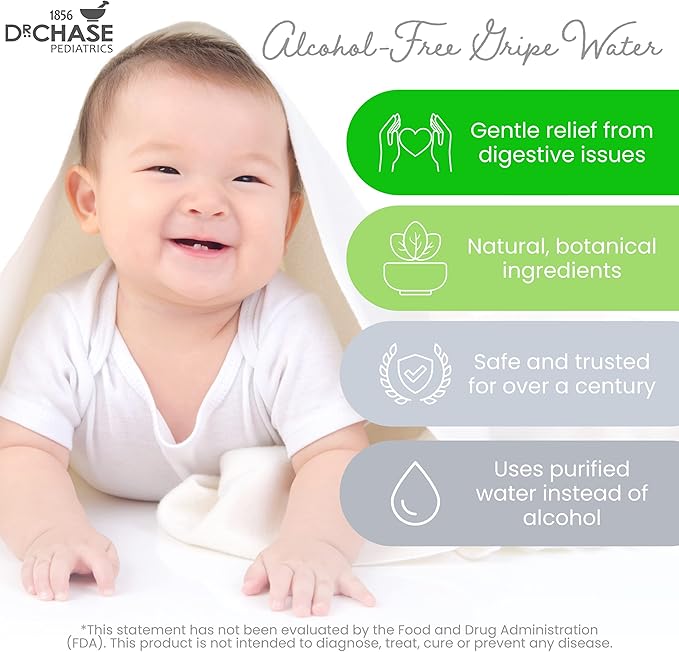 Dr. Chase Kolik Gripe Water for Babies, Alcohol Free Gripe Water for Infant Colic and Gas Relief, Safe and Soothing Colic Baby Relief - 5 Fl Oz (Pack of 2)