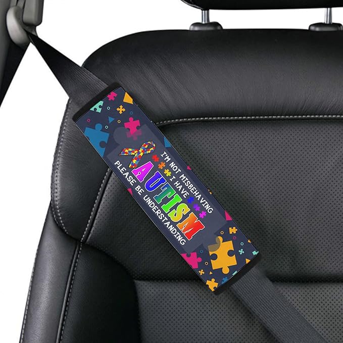 I am Not Misbehaving Seat Belt Cover Special Need Autistic Car Seat Belt Covers for Kid Children Autsim Awareness Medical Alert Seat Belt Cover