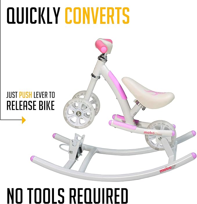 Mobo Cruiser Wobo Rocking Horse Ride On & Baby Balance Bike Pink, seat height adjusts 11-19 inches