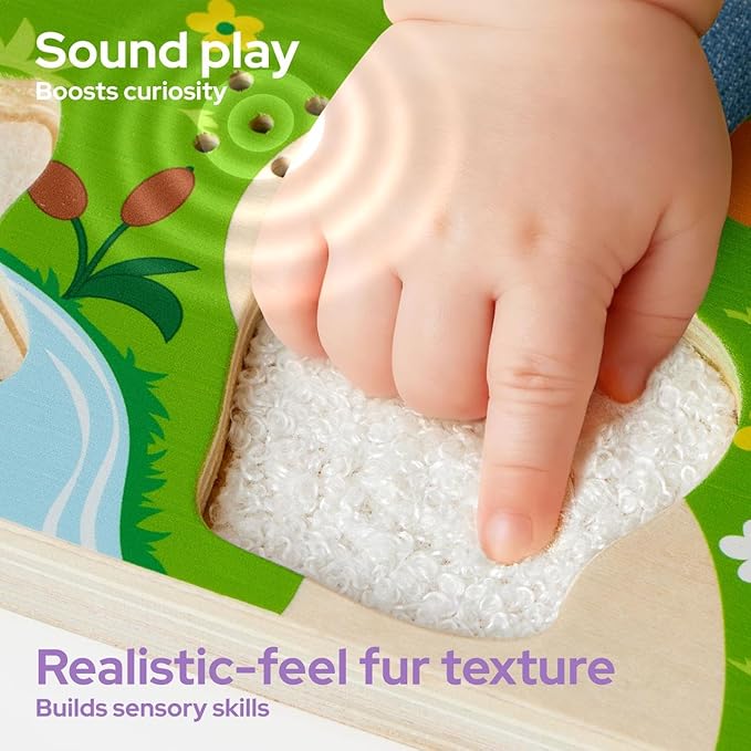lalalark Musical Wooden Puzzles Toys, Tactile & Sound Farm Animal Toys for Baby 2-4, Montessori Educational Block Puzzles, Learning Toddler Kids Birthday Valentine Easter Gifts for Boys Girls