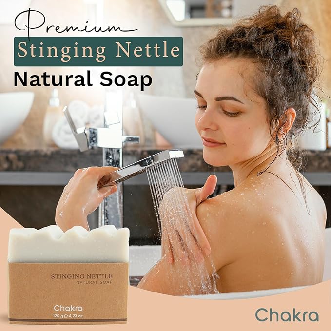 Chakra Nettle Bar Soap - Paraben & Additive Free Handmade Soap Bar for Face, Body and Hands, Gentle Cleansing for Daily Skin Care, 4.23 oz