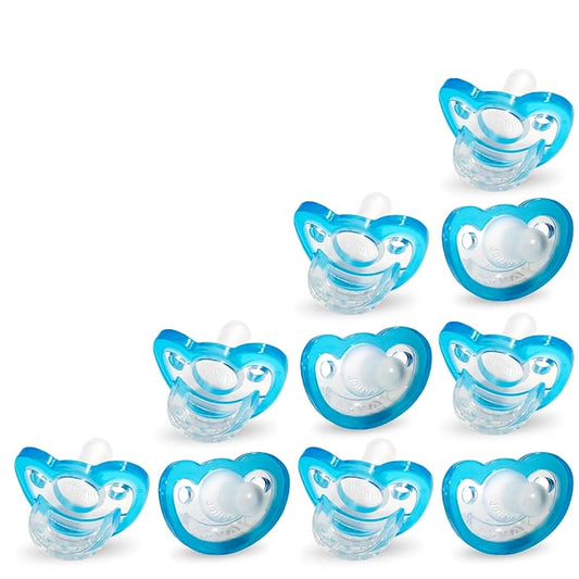 RaZbaby Jollypop Pacifier for Babies 3 Months and Up, USA Made, Natural Shaped Orthodontic Binky, Lovingly Shared in NICUs & Hospitals Worldwide, Medical-Grade 100% BPA-Free - 4 Pack - Blue