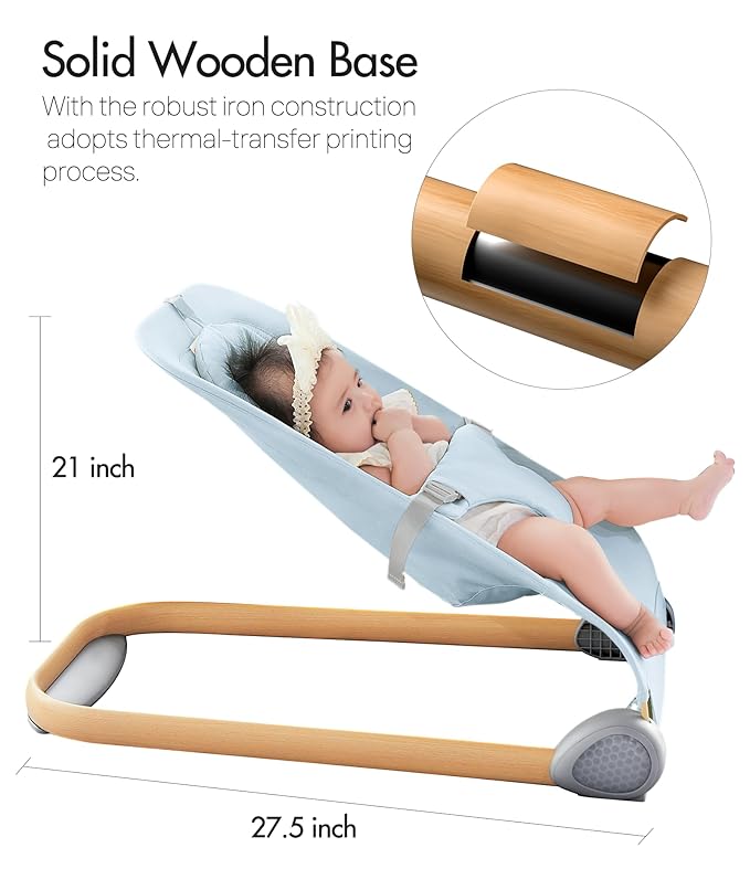 Fodoss Baby Bouncer, Portable Bouncer Seat for Babies, Portable Bedside Bassinet with Wheels-Blue
