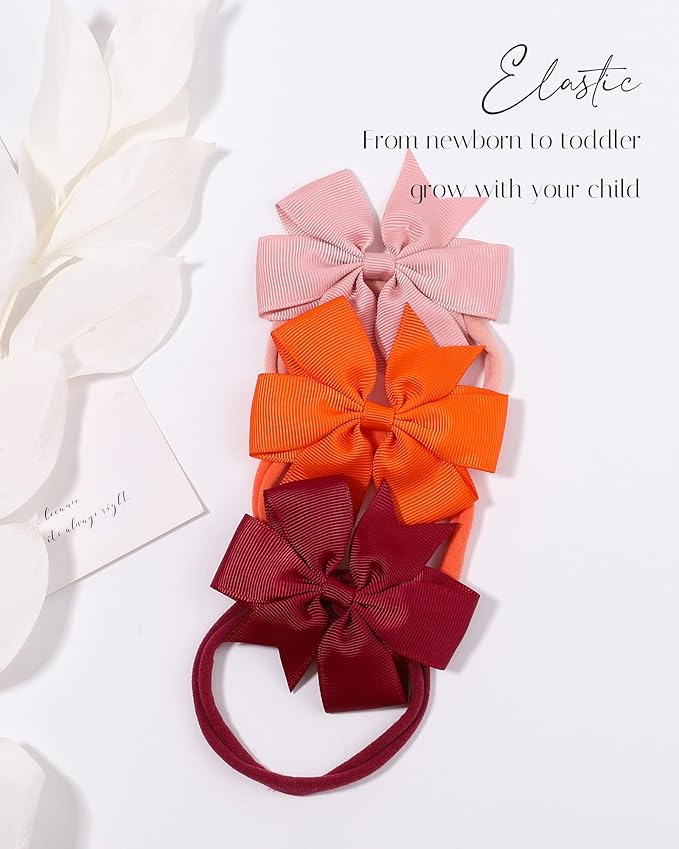 jollybows 40pcs Baby Girls Grosgrain Ribbon Hair Bows Headbands 3" Hair Band Hair Accessories for Infants Newborn Toddler