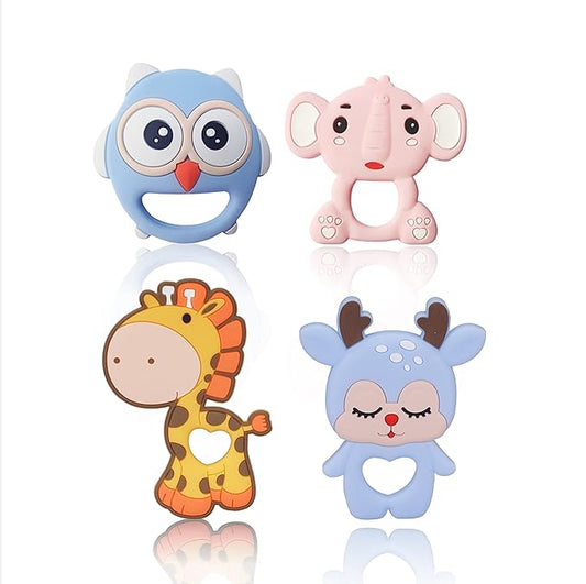 CHILLAX Teether Toys - Soothing Baby Teething Relief Toys, Helps Relieve Gum Pain - Soft, Easy-to-Grip, Non-BPA Silicone Teethers for Babies - Dishwasher-Safe - Shower Gifts for Infants 3+ Months Old