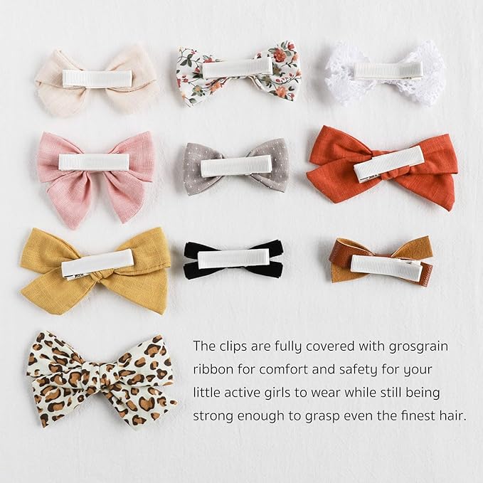 Baby Girl Hair Clips, Bows Barrettes Fully Lined Alligator Clip Hair Accessories for Little Girls Toddler Kids Children