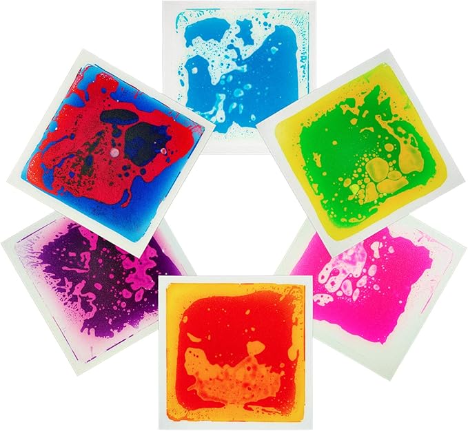 Art3d 2-Pack Fancy Floor Tile for Kids Room Liquid Encased Floor Tile, 11.8" x 11.8" Blue