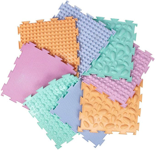 Sensory Mat Module Set of Massage Game Mats Orthopedic Massage Puzzle Floor Mats (Light-Colored)
