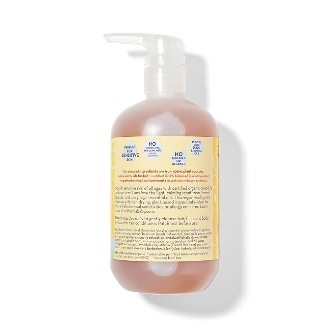 California Kids Shampoo + Body Wash | Calendula | Soothing Skin Care for Kids + Teens| 100% Plant-Based | Lavender Scent | Hypoallergenic | 19 oz