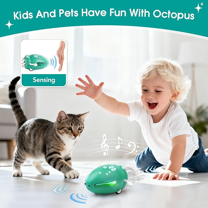Baby Dancing Octopus Toys for 3 4 5 6+ Year Old Boy Girl, Magic Musical Crawling Tummy Time Toy, Led Light Dancing Squid Toy for Walking Toddlers, Kids Birthday