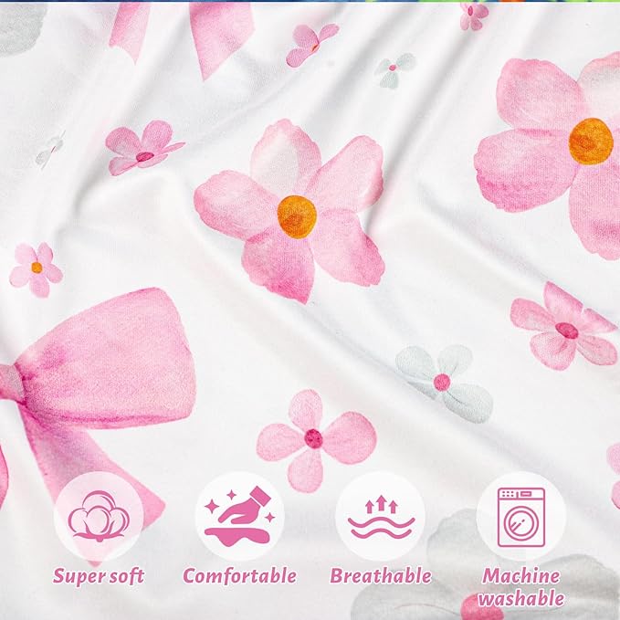 Hooyax Newborn Lounger Cover - Soft Baby Lounger Cover with Bow Prints, Breathable Infant Lounger Cover for Newborn Boys Girls, Washable Lounger Protector (Bow)