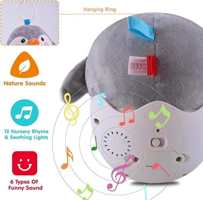 Baby Toys 0-6-12 Months, Plush Musical Toys, Cute Stuffed Animal Infant Toys with Light & Sounds, Roly-Poly Sensory Toy Birthday Gift for Newborn Boys & Girls