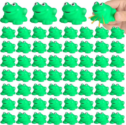 Mototo 60 PCS Rubber Frogs Little Squeaky Frogs Float Bath Toy Green Shower Swimming Bathtub Toy Easter Egg Stuffers for Hyundai Santa Cruz Jeep Game Prize Froggy Birthday Party Classroom School Decor