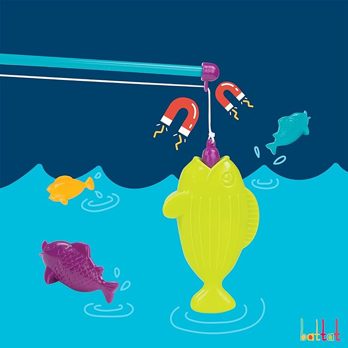 Battat – Play Rod & Reel – Wind – Up Magnetic Lure – 2 Rods & 4 Colorful Fish – Beach & Water Toys – 3+ Years– Magnetic Fishing Set
