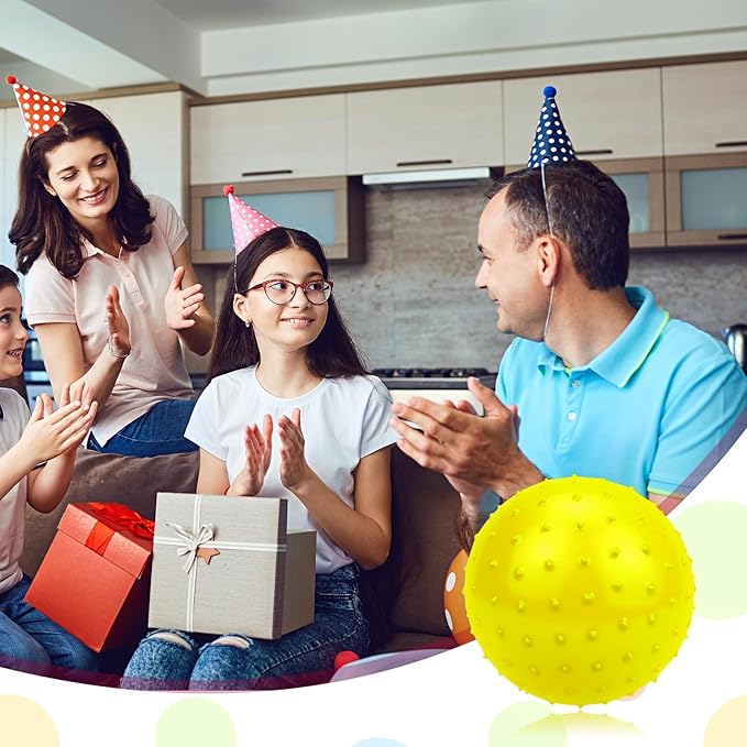 12PCS Bouncy Balls for Kids Toddlers, 7 Inch Sensory Balls Spiky Massage Stress Ball Bulk with Air Pump, Indoor Outdoor Sports Sensory Toys & Party Favors (Yellow)