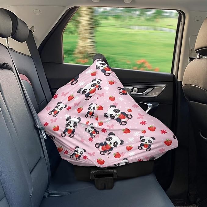 AFPANQZ Panda Baby Car Seat Covers Nursing Cover Multifunctional Infant Car Seat Canopy Nursing Cover High Chair Cover Full Coverage Breathable Stretchy Lightweight Travel Outdoors