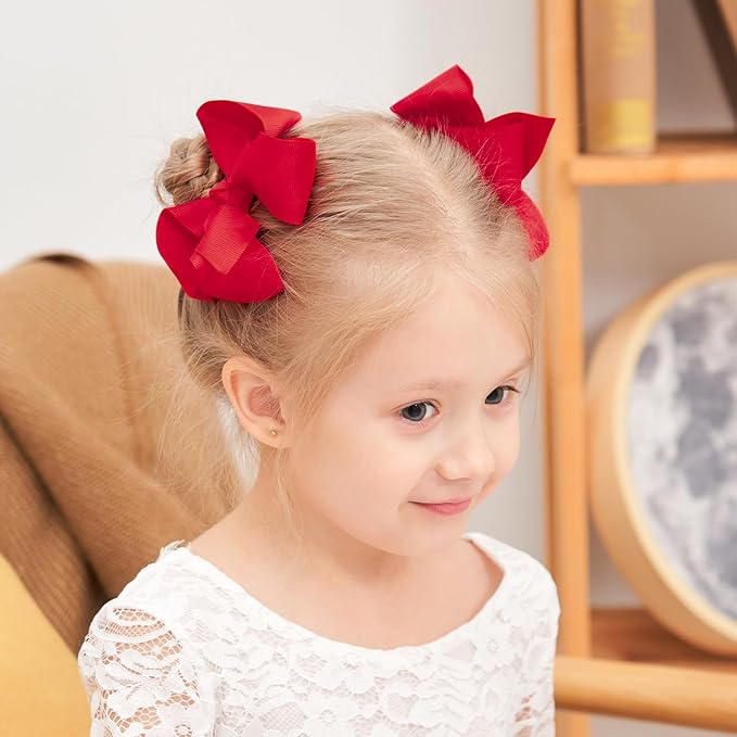 20PCS 4.5 Inch Hair Bows for Girls Grosgrain Ribbon Toddler Hair Bows Clips Alligator Hair Accessories for Baby Girls Toddlers Kids Teens (10 Colors in Pairs)