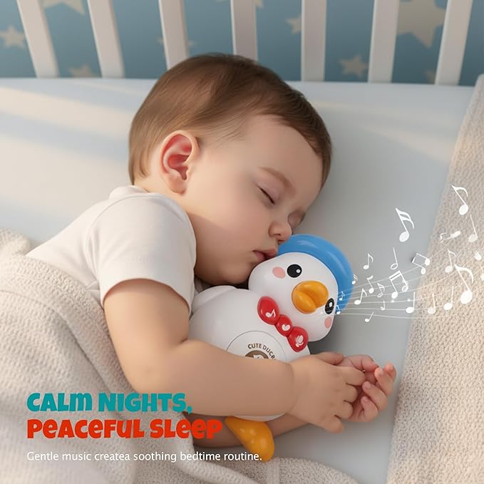 Waddling Duck Toy for Babies, Follow-Me Musical Dancing Mama Duck Family, Light Up Tummy Time Toys for Infants 6–12 Months, Walking Ducks for Tummy Time & Crawling, Baby Developmental Gift