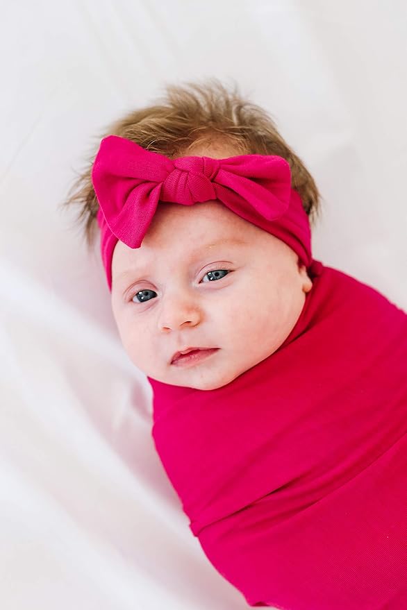 Copper Pearl Baby Stretchy Soft Knit Headband Bow Berry