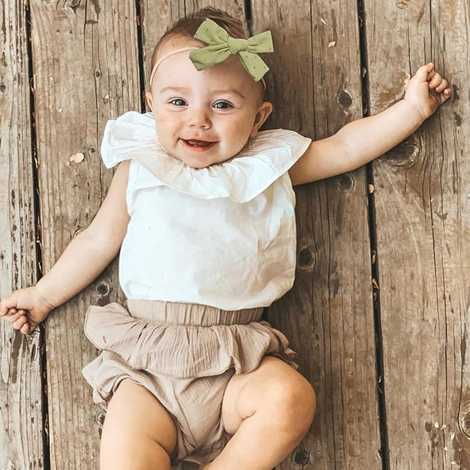 Baby Girl Hair Bow Nylon Headband with Dots, Corduroy Tiny Bow Hair Bands 12pcs for Newborn Infant Toddlers(corduroy B 12PCS)