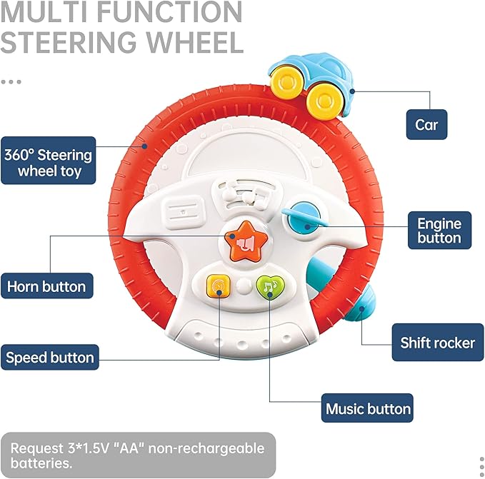 Caterbee Baby car seat Toys with Steering Wheel Center for Long Journeys (Car)