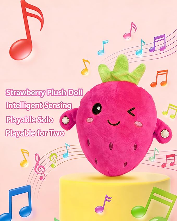 Baby Musical Sensory Toy,nteractive Musical Plush Toy with Sounds，Sensory Activity Learning Educational Kid Toy,Fun Christmas and Birthday Gifts Suitable for Multiplayer interaction (pink strawberry)