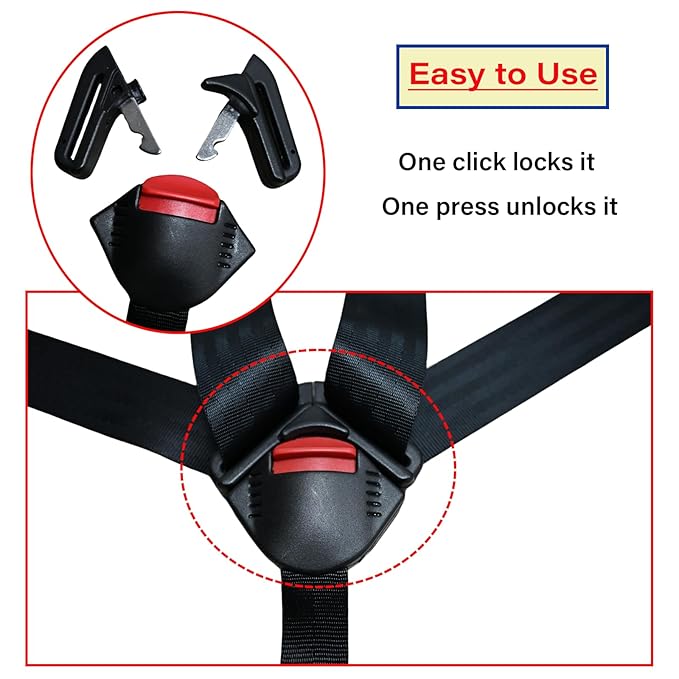 Universal 5 Point Baby Seat Chest Harness with Locking Buckle Adjustable Straps Replacement for Baby Highchair Stroller Pushchair