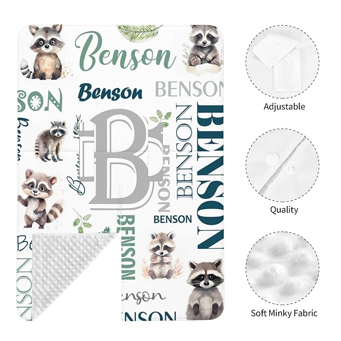 Personalized Winter Car Seat Covers for Babies with Name Raccoon Minky Baby Car Seat Cover for Boys Girls Custom Infant Carseat Covers Baby Blanket Nursing Cover Breastfeeding Scarf