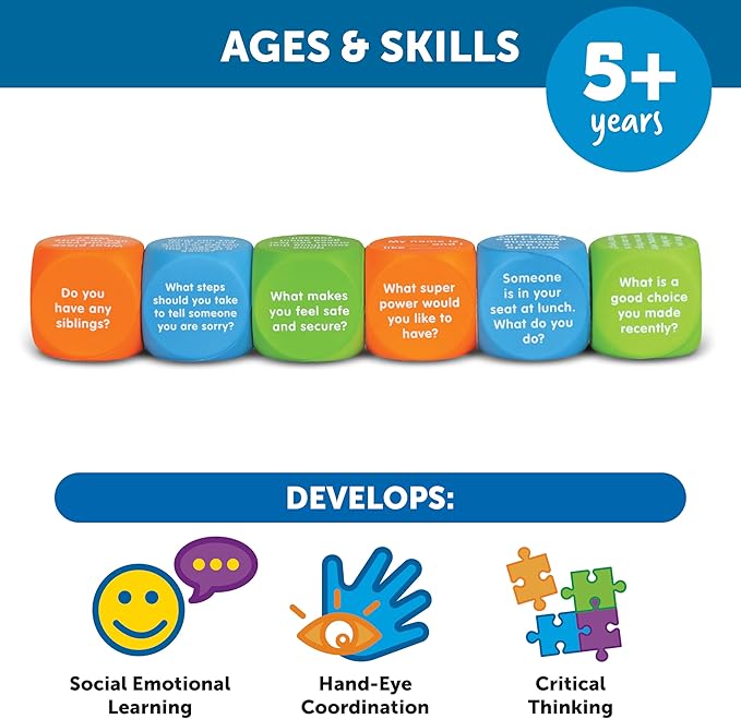 Learning Resources Let's Talk Cubes - Social Emotional Activities, Speech Therapy Materials, Ice Breaker, Occupational Sensory Gifts For Boys And Girls, Classroom Must Haves, Teacher Supplies
