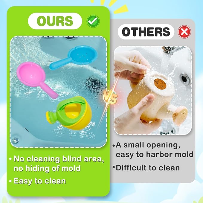 Bath Toys for Toddlers Age 1-3 - Baby Bath Tub Swimming Pool Water Table Toys, Easy to Clean, Mold Free Water Toys Fun Tactile Training Newborn Gifts, 3 Pack (Yellow)
