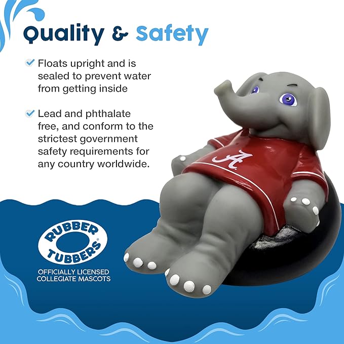 Alabama Crimson Tide (Big Al) Collegiate Bathtub Toys - Officially Licensed NCAA Team Mascots, Authentic Sports Memorabilia, Novelty Rubber Ducks (University of Alabama)