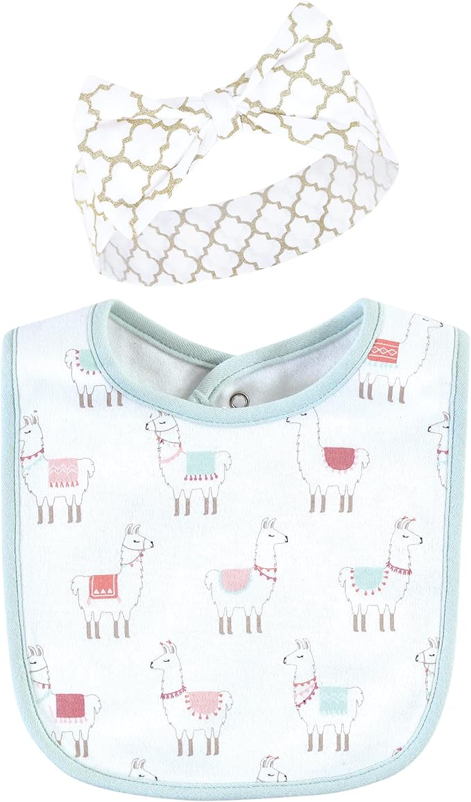 Hudson Baby Unisex Baby Cotton Bib and Headband Set