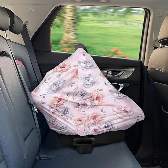 Biyejit Rose Flowers Car Seat Covers for Babies – Multi-use Breastfeeding Cover Carseat Canopy Cover, Infant Stroller Covers for Boys and Girls