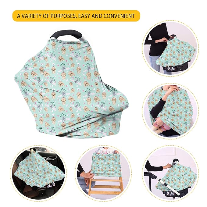 HUIACONG Aztec Owl Car Seat Covers for Babies Girl Nursing Covers Moon Dots Breastfeeding Scarf Soft Stretchy Baby Carseat Cover Carrier Cover for Stroller High Chair