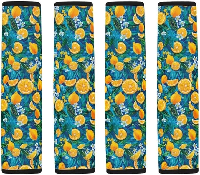 Lemon Print 2 Pack Car Seat Belt Pads for Teens Seatbelt Protector Soft Comfort Seat Belt Shoulder Strap Covers
