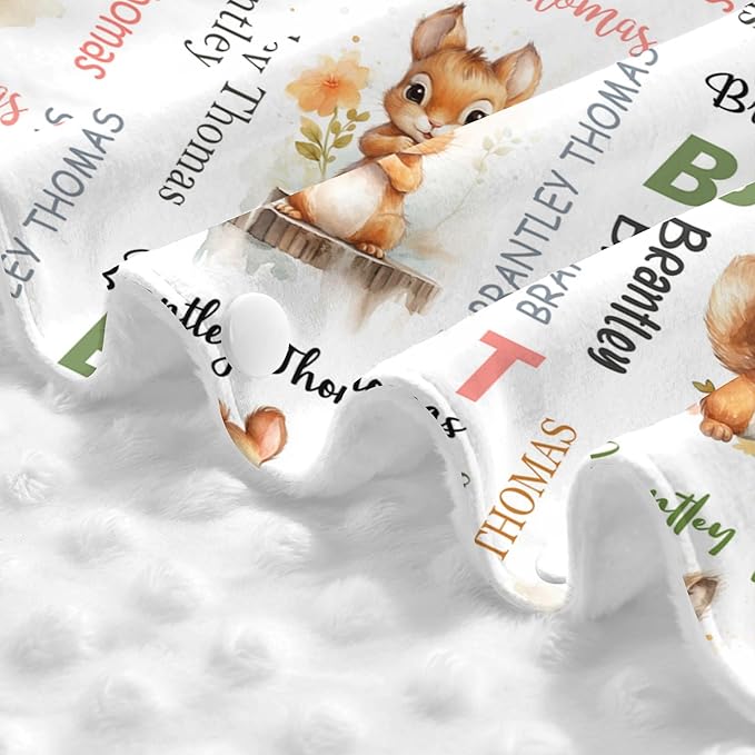 Personalized Winter Baby Car Seat Cover with Name Squirrel Winter Car Seat Cover for Baby Seat or Stroller Custom Infant Car Seat Covers Minky Blankets Nursing Cover Breastfeeding Scarf