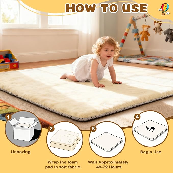 Yozoia Thick Baby Play Mat for Floor 50 x 50, Ultra Soft Playpen Mat, Machine Washable Tummy Time Foam, Non-Slip Bottom Helps Cushion, for Kids, Infant and Toddler Crawling