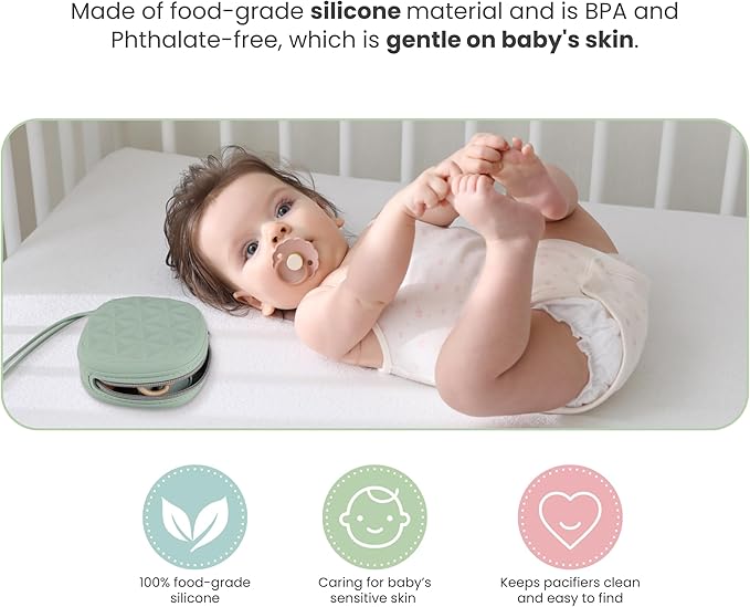 Silicone Pacifier Case for Diaper Bag, Newborn Baby Pacifier Holder Case For Boys & Girls (Color 3)