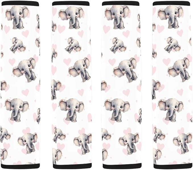 Car Seat Shoulder Strap Pads Seat Belt Pad Pink Seatbelt Covers Elephant 4 Pack Seat Belt Cover Pads Shoulder Pads for Straps Seat Belt Cushion for Kids Car Seat Pads for Straps Seatbelt Pad