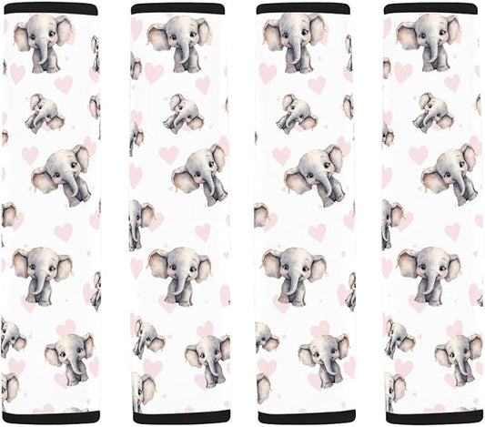 Car Seat Shoulder Strap Pads Seat Belt Pad Pink Seatbelt Covers Elephant 4 Pack Seat Belt Cover Pads Shoulder Pads for Straps Seat Belt Cushion for Kids Car Seat Pads for Straps Seatbelt Pad