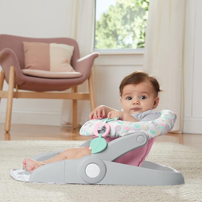 Summer Infant Learn-to-Sit Stages 3-Position Floor Seat, Sweet-and-Sour Pink – Sit Baby Up to See The World – Activity Seat is Adjustable – Includes Toys and Tray