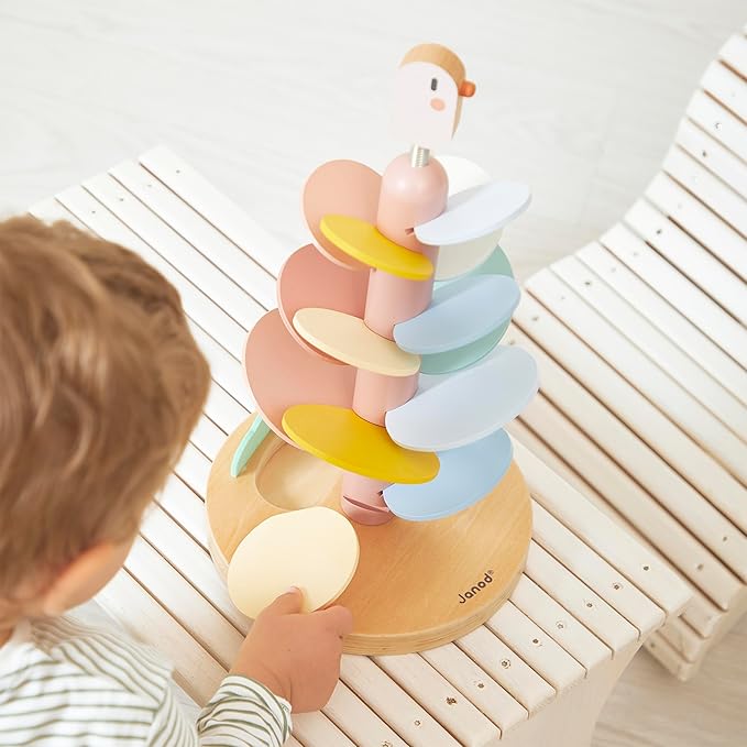 Janod - Wooden Descender Slide to Assemble - Child Playtime - Develops Fine Motor Skills - Educational and Decorative - Encourages Learning
