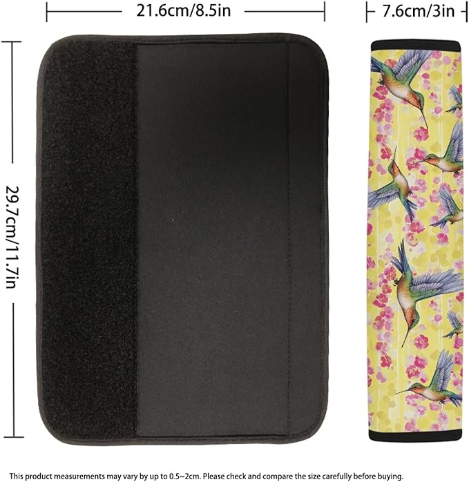 Hummingbird Seat Belt Cover for Adult Kids,2 Pcs Travel Cushion Seatbelt Pad Fashion Car Interior Crossbody Decor Protector