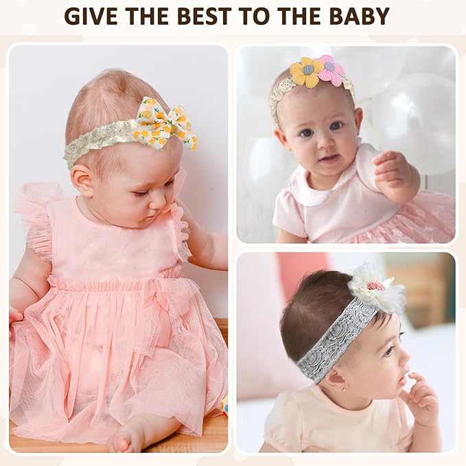 KEAINVRN 3Pcs Baby Girl Headbands Flower Bow Headband for Baby Girls Soft Hairbands Hair Accessories for Newborn Infant Toddler Kids (Multicolor, average size)
